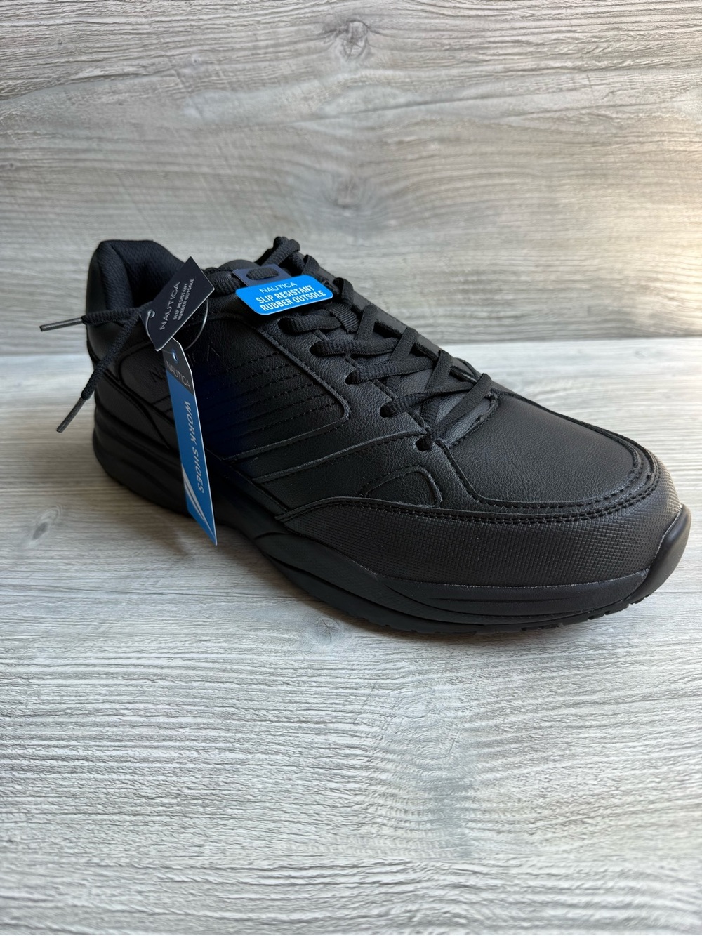 New Nautica Nile Men's Black PU utility Work Shoes with rubber sole size 12